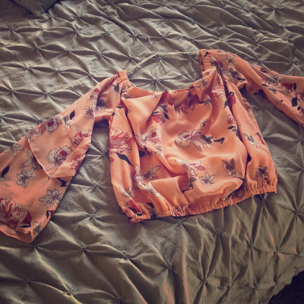 Pink floral off the shoulders top